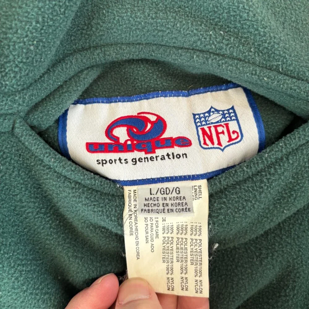VTG Unique Sports Generation Green Bay Packers Mens L Reversible Vest Y2K Fleece